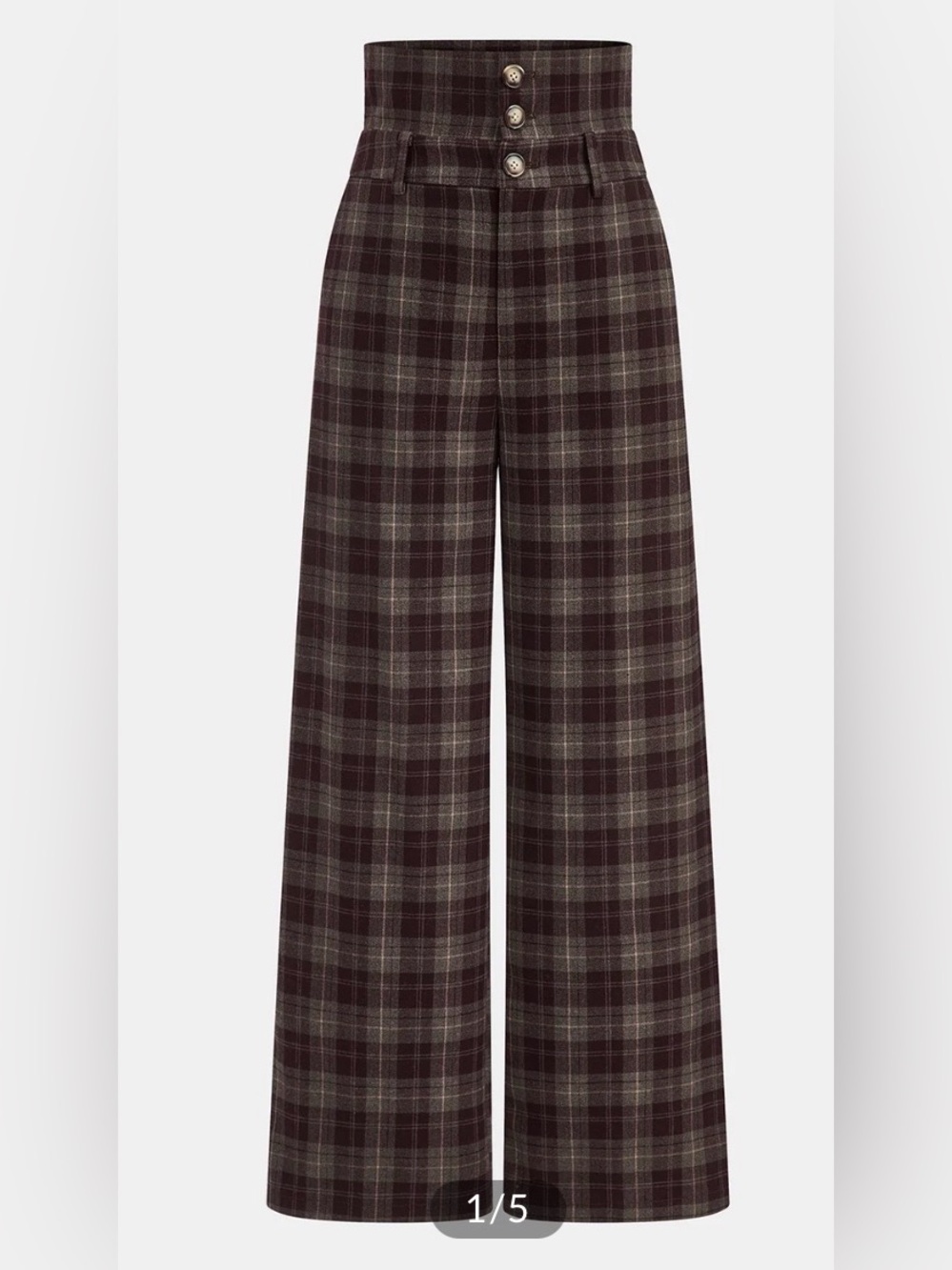 Commense High-Waisted Plaid Wide-Leg Pants size S